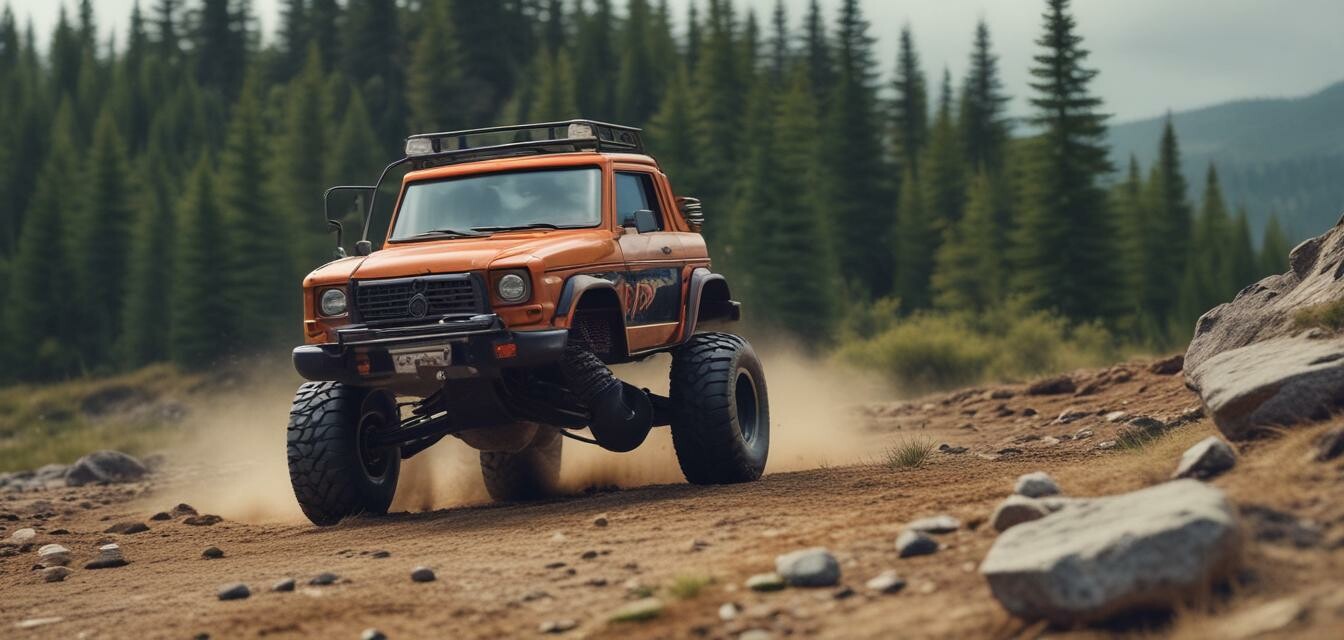 Off-road RC truck on hills