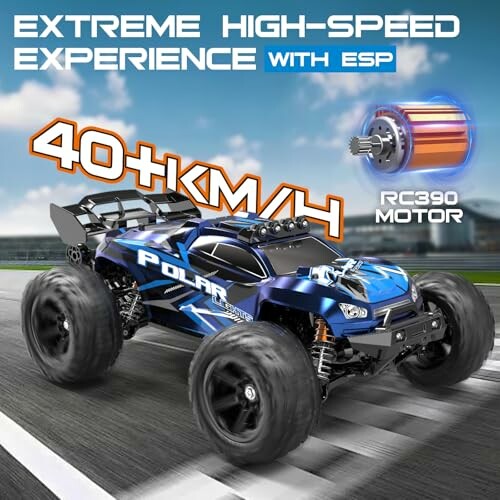 High-speed RC car with 40+ km/h and RC390 motor.