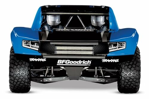Front view of a blue RC truck with BFGoodrich branding