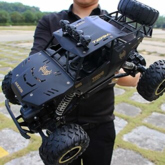Person holding a remote control off-road car