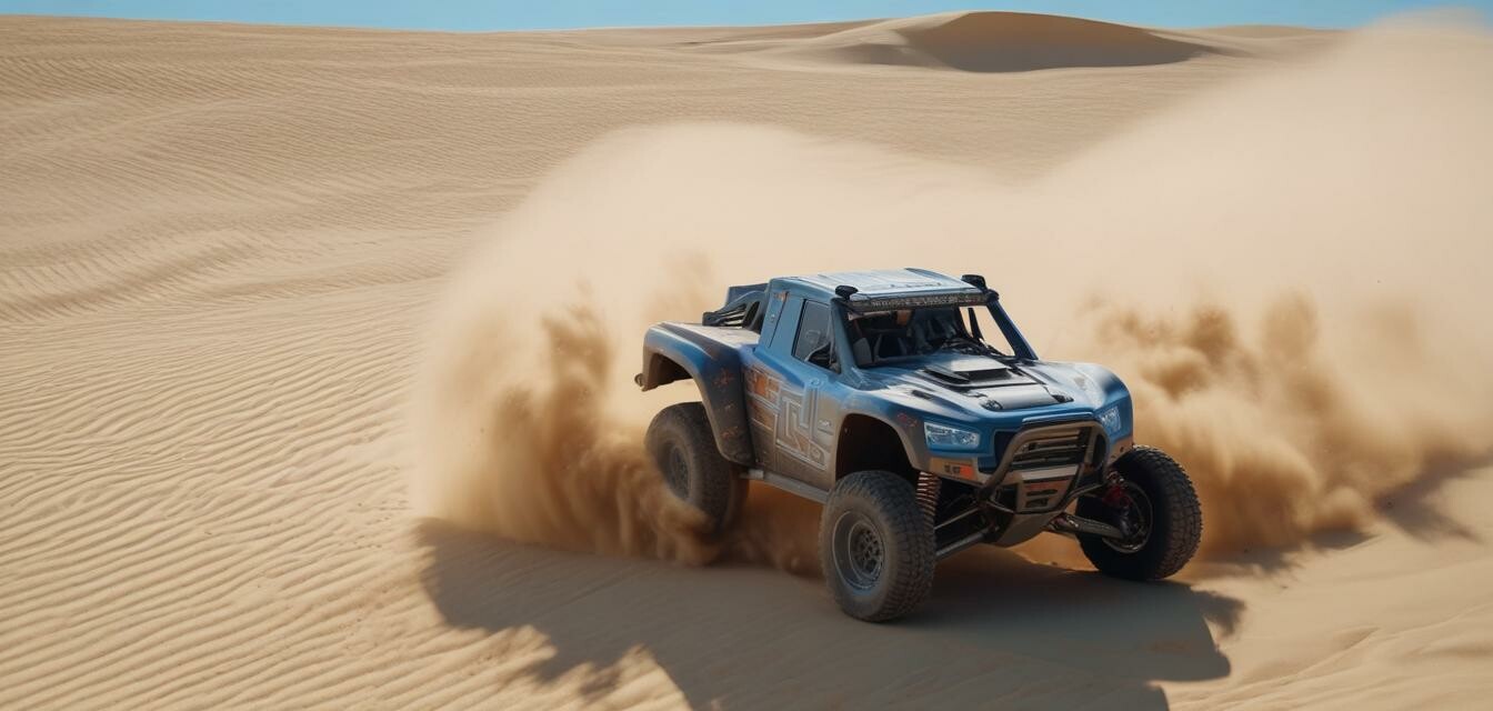 Practicing sand dune racing